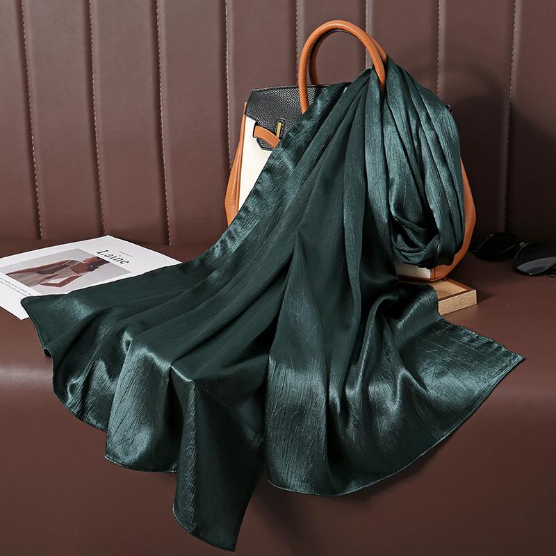 Large Size Silkly Stain Scarf Women Plain Foulard Femme Luxury Hijab Long Bandana Evening Party Dress Shawls and Wraps