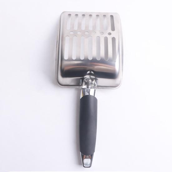 Cat Litter Scoop with Ergonomic Long Handle Stainless Steel Deep Shovel Slotted Litter Scooper Non-stick Poop Sifting Shovel Sifter Pet Supplies