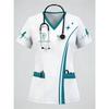 Surgical Gown Women's 3D Printed Nurse Top Summer Fashion V-tie Pocket Short Sleeved Women's Medical Gown