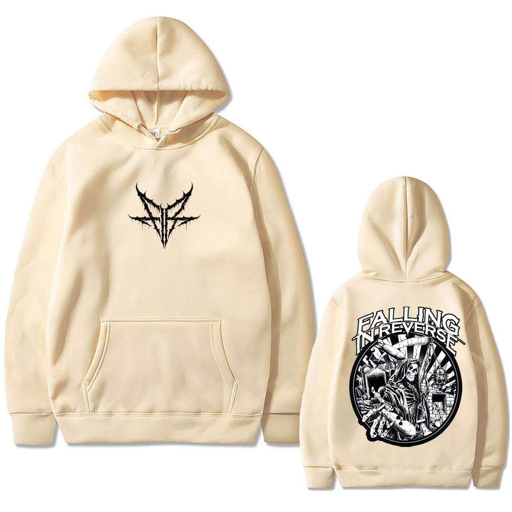Rockband Falling in Reverse Skelet Grafische Hoodie Heren Dames Retro Gothic Punk Sweatshirt Herenmode Oversized Streetwear