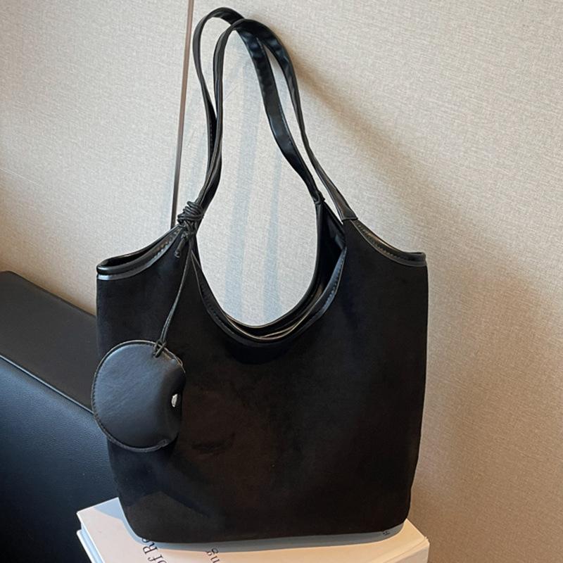 Minimalist tote bag new retro lazy style underarm large bag suede large capacity shoulder bag