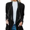 Damen Uni Langarm Samtjacke Offene Vorderseite Strickjacke Mantel mit Taschen Oberbekleidung