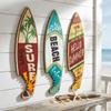 3Pcs Vintage Print Surfboard Wall Hanging Hawaiian Style Surfboard Wooden Sign  Seaside Wall