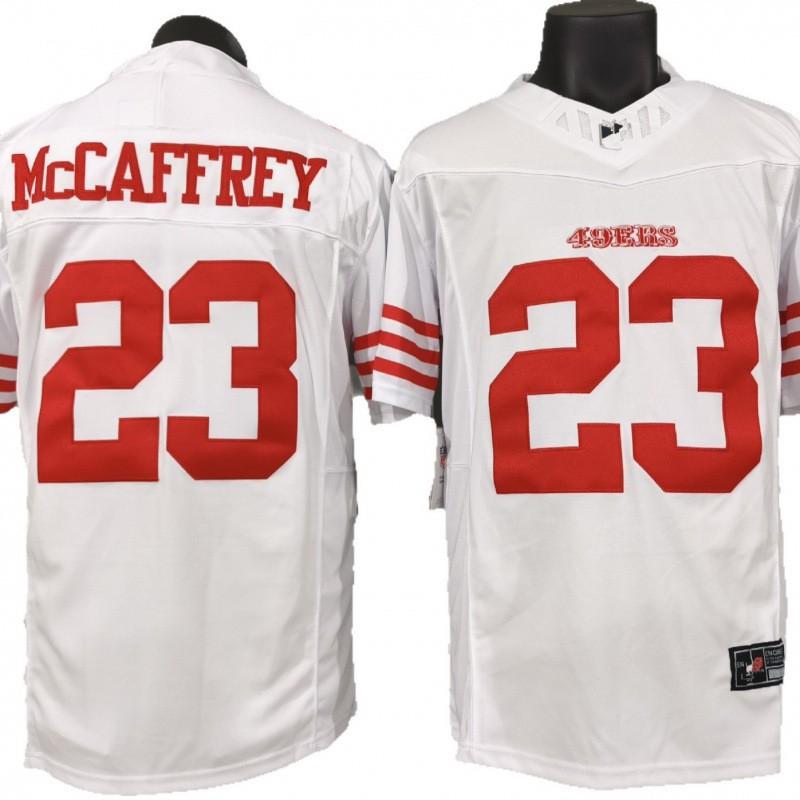 San Francisco 49ers Christian McCaffrey 23 Embroidered NFL Football Jersey White Regular Fit