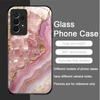 Luxury Marble Gemstone Pattern Tempered Glass Phone Case for Samsung Galaxy S25 Ultra S24 S23 Plus S22 S21 S20 FE A56 Hard Cover