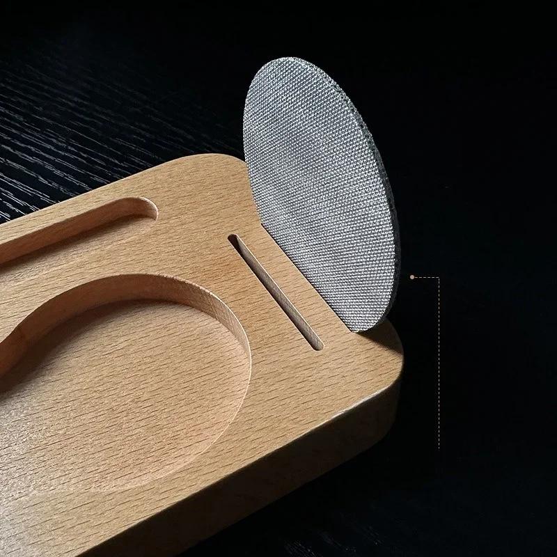 51/53/58mm Coffee Tamper Station Stand Wooden Coffee Portafilter Organizer Coffee Lever Tool Mat Dispensing Rod Filter Holder