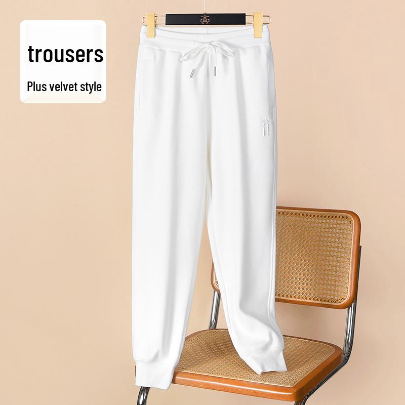 

Серые женские хлопковые спортивные штаны - на флисовой подкладке, свободного кроя, с манжетами, повседневная спортивная одежда, мода весна/осень 2025. 3X-Large