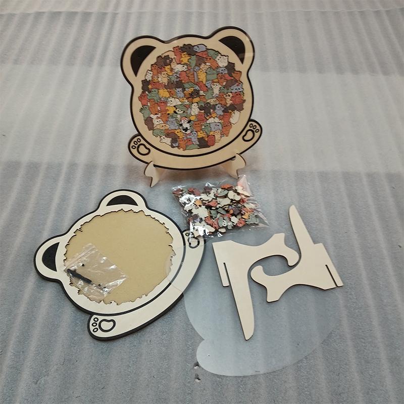 Dog Bear Shaped Puzzle With Animal Shards Wooden Jigsaw Puzzle Unique Irregular Animal Decorations Collectible Gift Challenging
