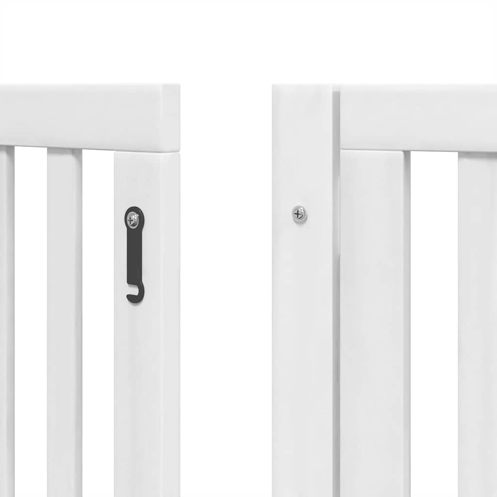 9 Piece Foldable White Dog Gate 450 Cm Poplar Wood