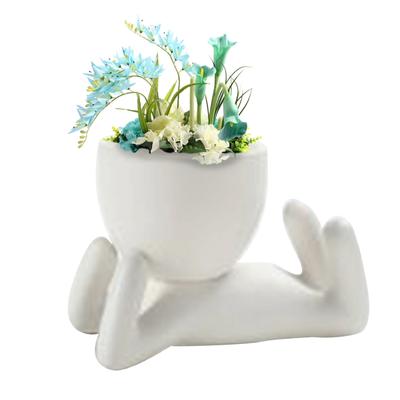 Bonsai Head Grass Hair  Ceramic Plant Garden,Tree  Doll  Grass Pot
