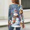 Women's Fashionable Casual Three Quarter Sleeve Christmas Printed Collar Pullover Top