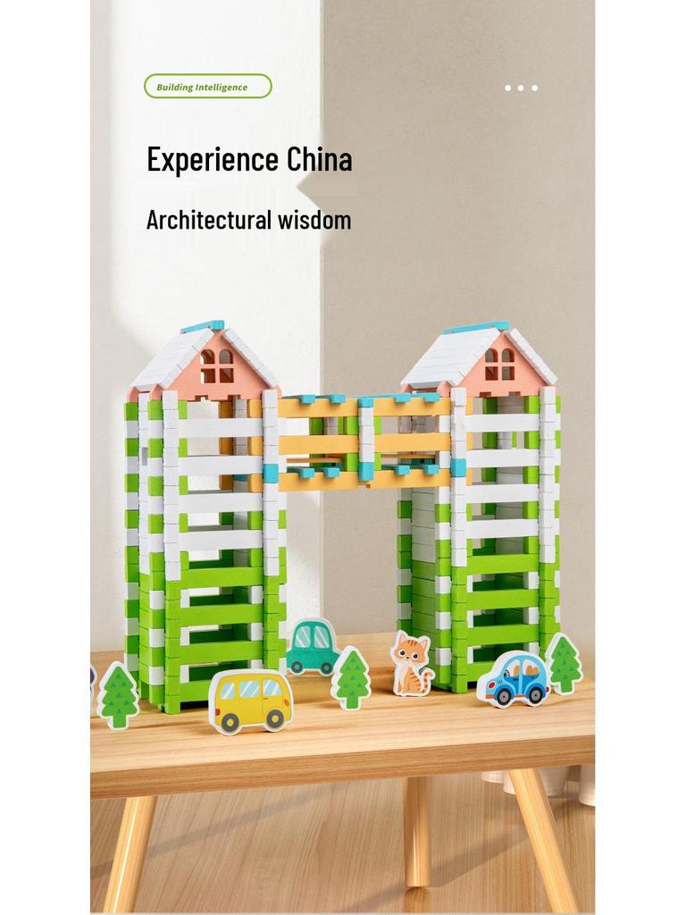 Luban Čep a dlab Dřevěná stavebnice: Dětská DIY vzdělávací montáž chatky