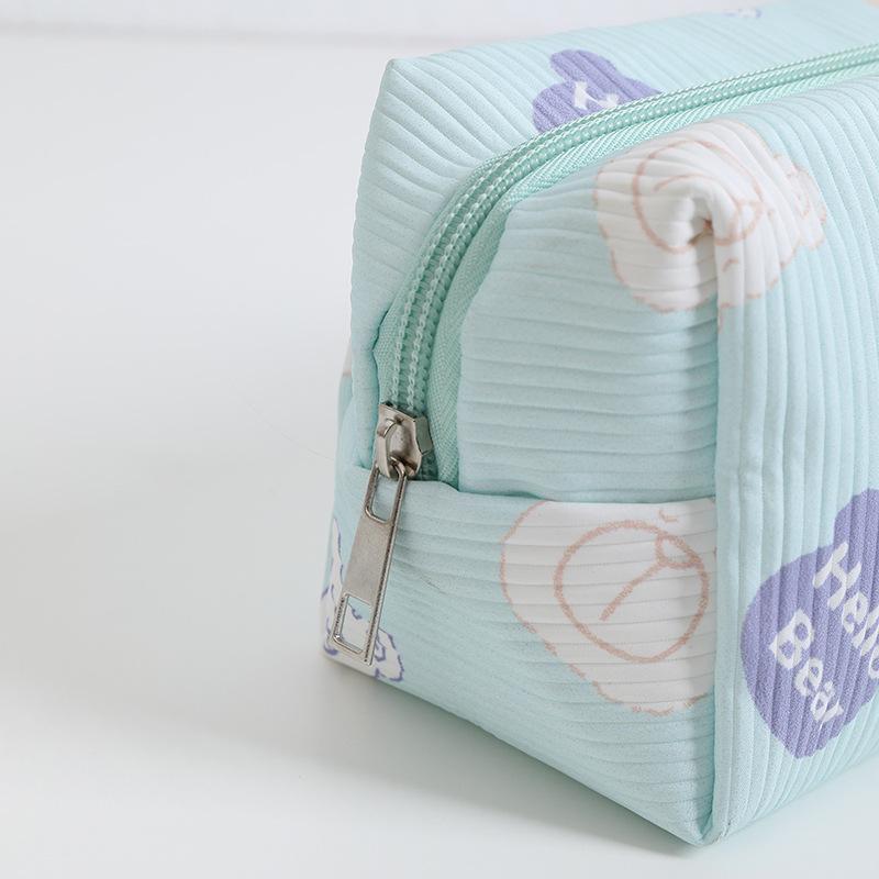 Cute Bear Printed Cosmetic Bag Women Large Capacity Travel Organizer Bags Toiletry Bag Zipper Pencil Case Stationery Pouch