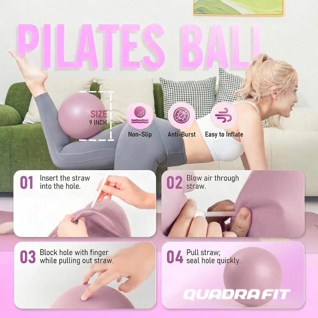 Custom Printed Pilates Fitness Bundle Thick Pilates Mat Pilates Ring and Booty Resistance Band for Home Exercise