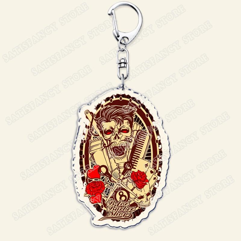 Barber Shop Keychains for Accessories Bag Barbershop Scissors Hairdresser Beard Hairstylist Keyrings Jewelry Friends Fans Gifts