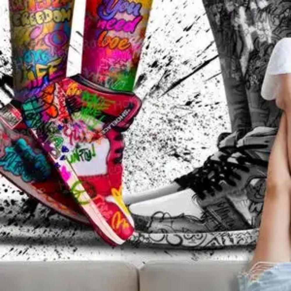 Round Bath Entry Rug Anti-Slip Graffiti Carpet Shoe Design Colorful Floor Mat Personalized Gift for Home Bedroom Decor