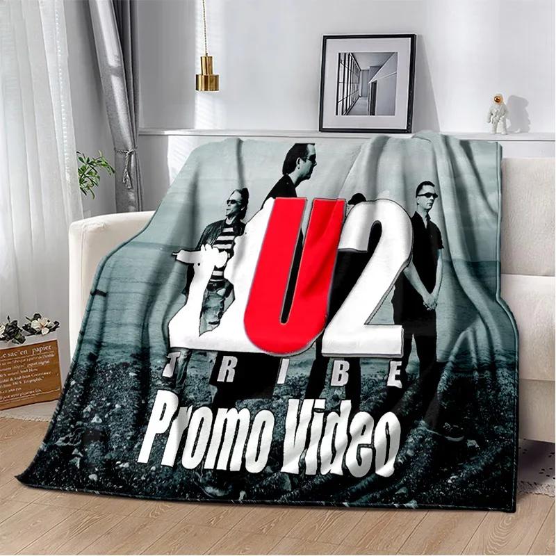 U2 Rock Bang Bono 3D Tisková deka, Měkká přehozová deka pro domácnost Ložnici Postel Pohovku Piknik Cestování Kancelář Krycí deka na odpočinek Děti