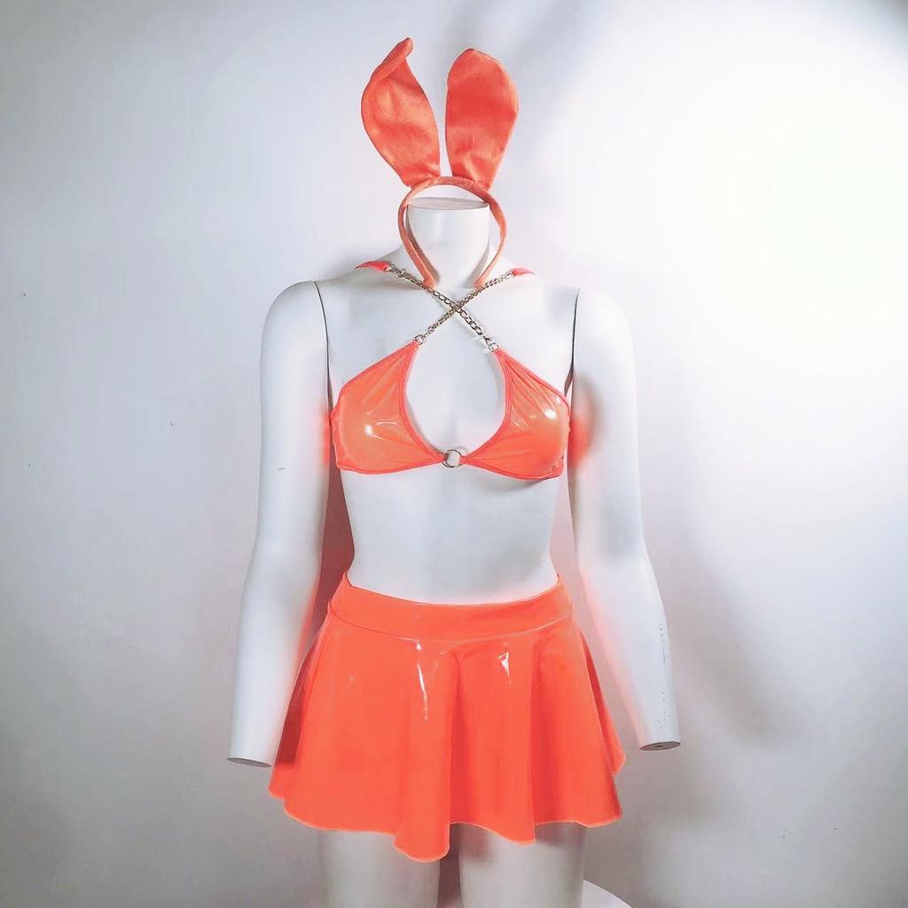 Ženy Sexy spodní prádlo Latex Bunny Spodní prádlo Králičí uši Lakovaná kůže Erotické spodní prádlo Žhavý sex oblečení Cosplay Porno kostýmy