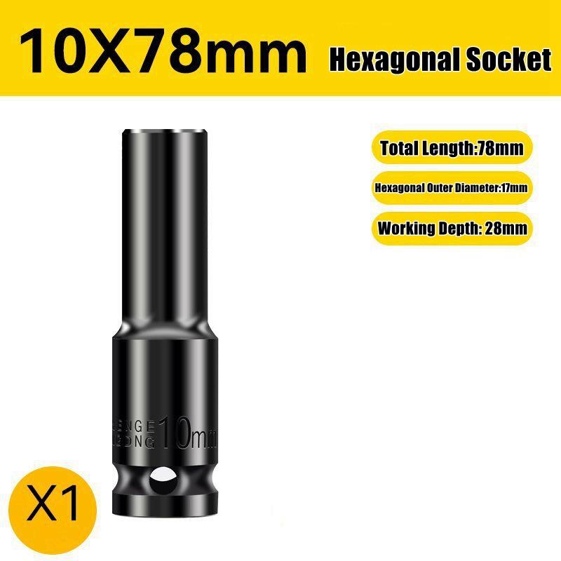 1/2" Drive Deep Impact Socket Set Drive Metric Wrench Black Socket Deep Impact Socket Pneumatic Wrench Head Tire Removal Tools