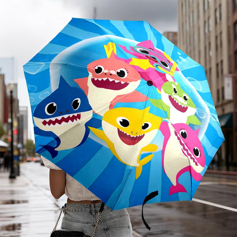 Cartoon Shark Dance Party Umbrella 8-Frame for Travel, camping, Casual Lightweight Portable Umbrella, Essential for every family Holidays Gift