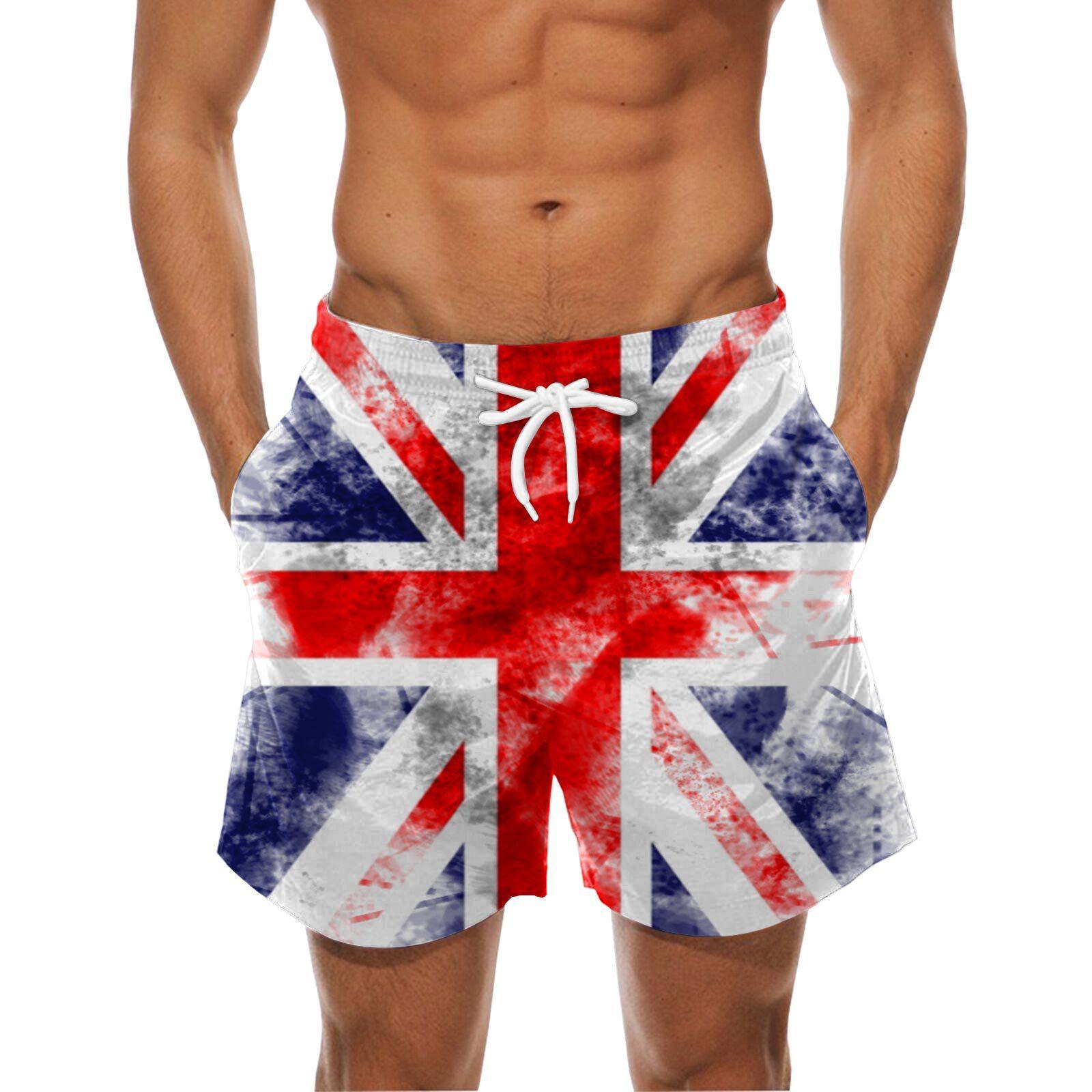 

Мужские летние пляжные брюки из ткани Health Fabric Black Stretch Casual Ordinary с 3D-принтом, мужские брюки с рисунком флага 6XL