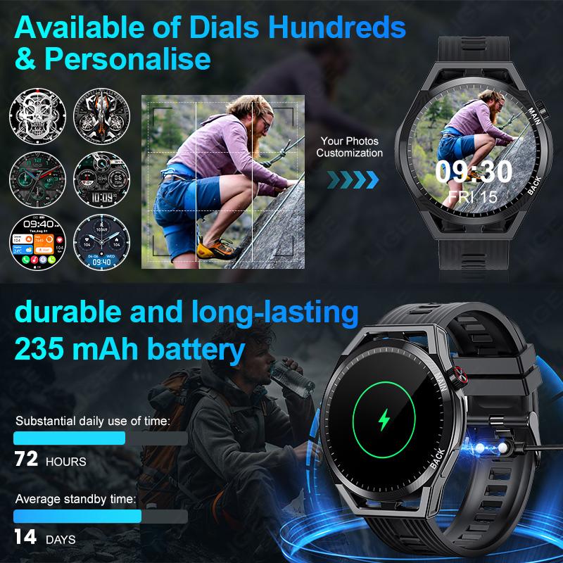 New Smart Watch Men Sports Fitness Tracker Smartwatch For Men 1.32inch Full Touch HD Bluetooth Call Watch For Android IOS