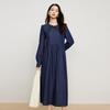 Elva' Island Women's Doll Collar Long Sleeve Mid-Length Denim Dress