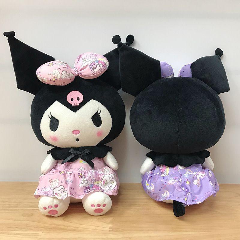 Adorable 20cm Kuromi Character Stuffed Animal With Floral Dress For Anime Fans