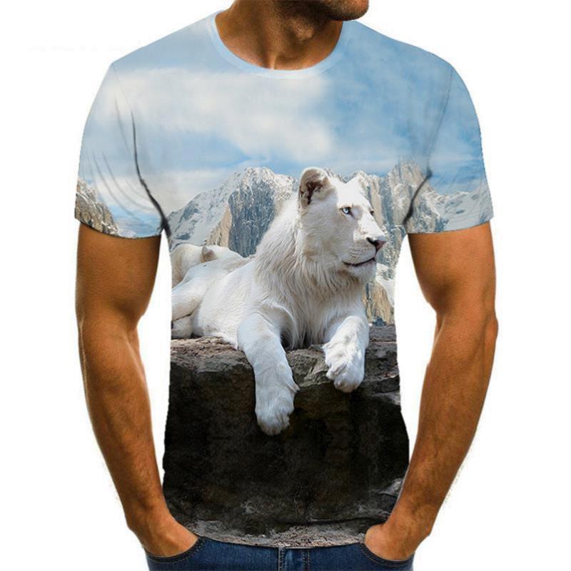 Animal Tiger 3D T-shirt Men's Lion Short Sleeved Men's Quick Drying T-shirt