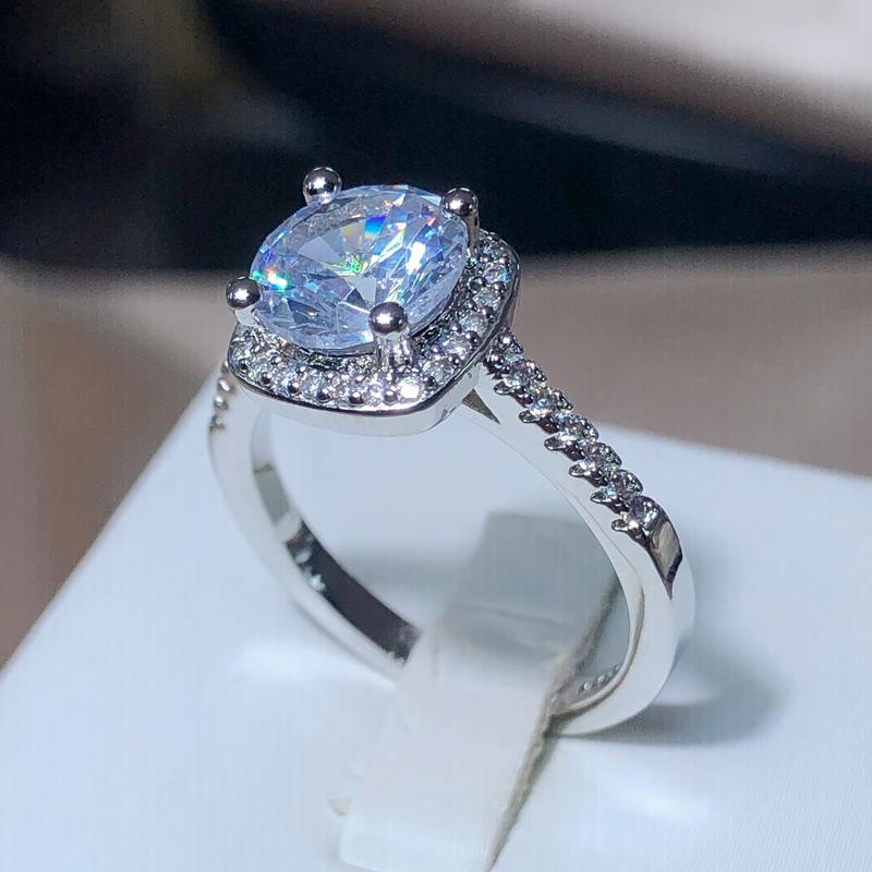 Inel clasic pătrat cu zirconiu alb pentru femei Ștanțat Modă Petrecere Cadou de Ziua Îndrăgostiților