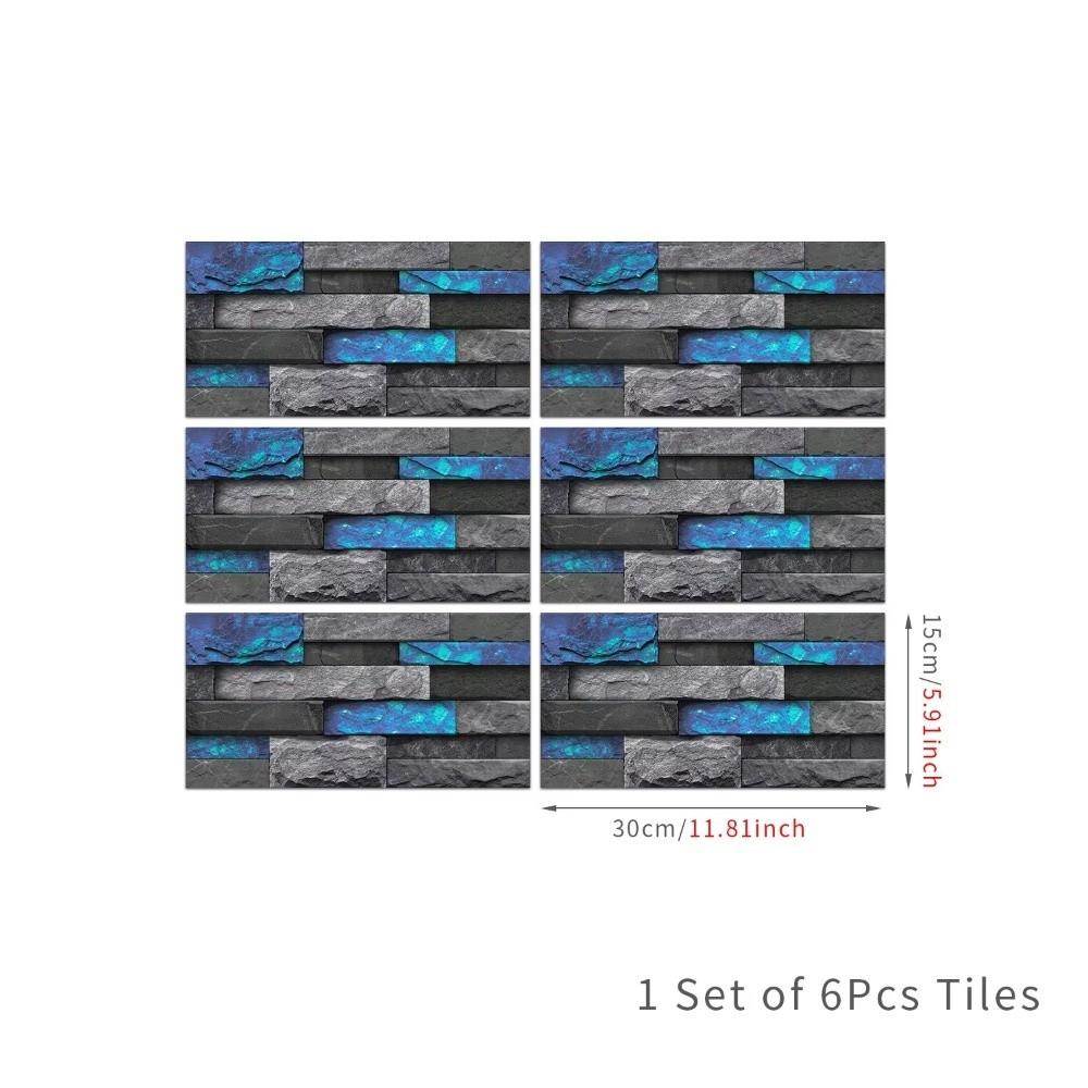 6PCS Waterproof Tile Stickers 3D Effect Wall Decals DIY Wall Tile Stickers  Kitchen Bathroom