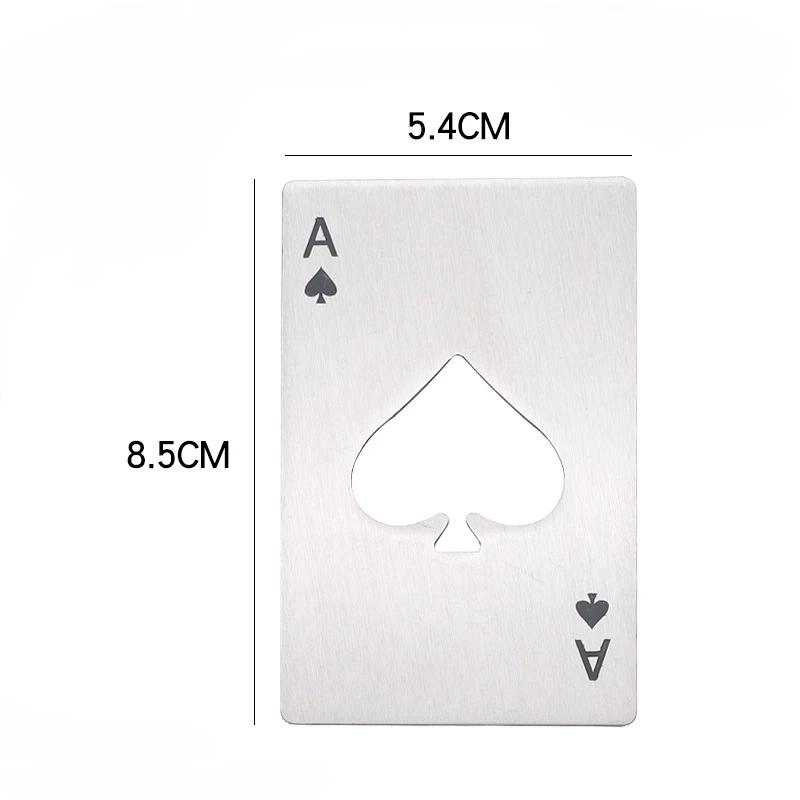 Black White Creative Stainless Steel Bottle Opener Poker Ace of Spades Pocket Card Wine Beer Soda Cap Decapper Kitchen Tools