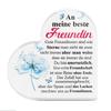 Heart-Shaped Acrylic Sign with German Friendship Quote - 2D Flat Table Decor for Home, Farmhouse Living Room, Desk - Best Friend Gift