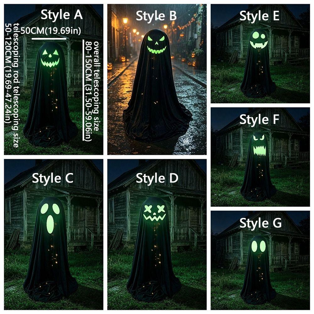Adjustable Halloween Standing Ghost Decor Glowing Scary Ghost Figure Porch Yard Decor
