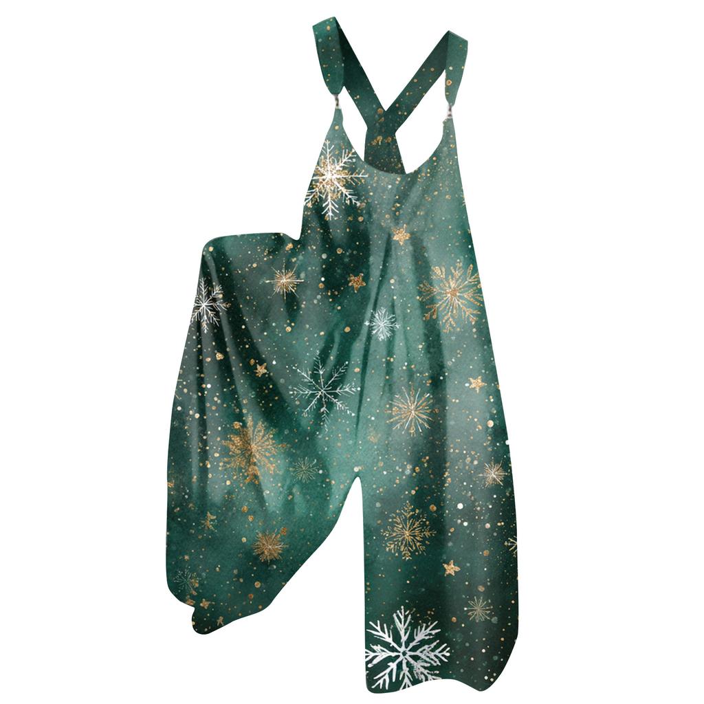 Women's Summer Overalls Floral Print Vintage Jumpsuit (Non-Adjustable Straps)