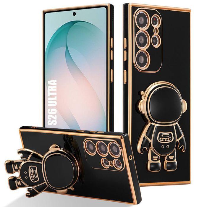 Coque pour Samsung Galaxy S26 Ultra, Silicone Souple Anti-Rayures avec Support Astronaute - Noir