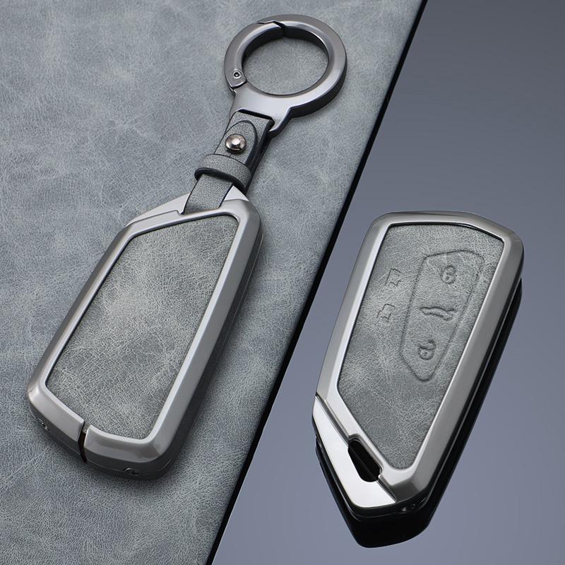 Leather Zinc Alloy Car Key Case Cover For Vw Volkswagen Golf 8 Skoda Octavia A8 Seat Leon Mk4 Key Chain Accessories