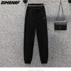 DIMANAF 2025 Plus Size Long Pants Women Elastic Loose High Waist Vintage Solid Loose Casual Female Basic Trousers Green Black
