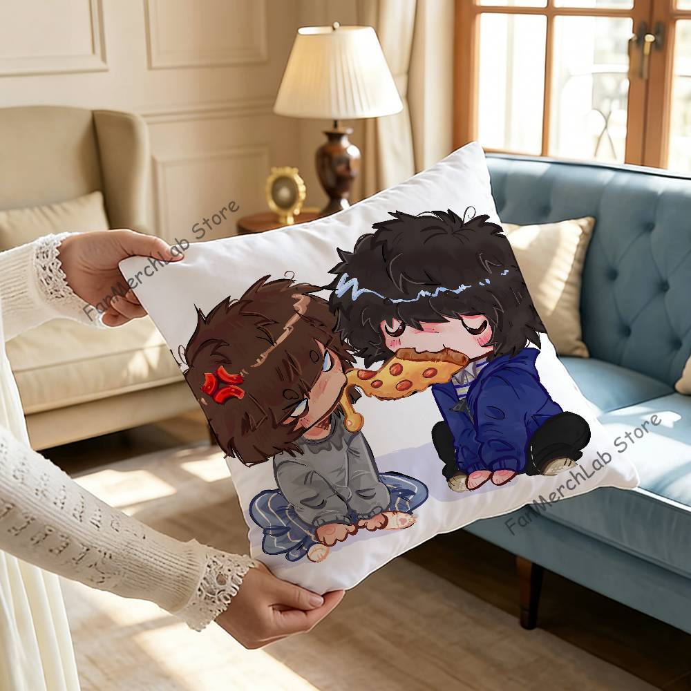 OOnewheatmark Will and Mike Anime Pillow Covers Cartoon Sofa Decorative Home Doublesided Printing Short Plush Cushion Cover