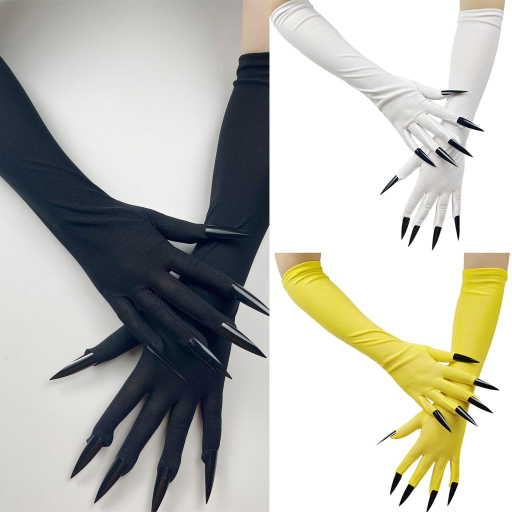 Halloween Gloves Full Finger Long Fingernails Costume Accessories Spooky Skull Claw Gloves Long Nails