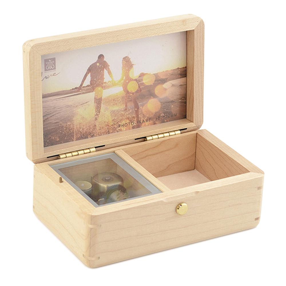 Solid Wood Vintage Music Box Jewelry Box DIY Photo Save Memories Custom Engraving Hand Cranked Multi-Music Custom Logo