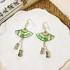 Hook Piercing Chinese Style Earrings Leaf Exaggerated Long Earrings  Hipster