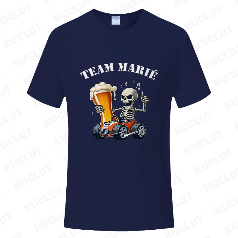 Evg Future Team Married Groom Man T-shirt Funny French Wedding Shirt Single Farewell Bachelor Party Tees Skeleton Beer Tops