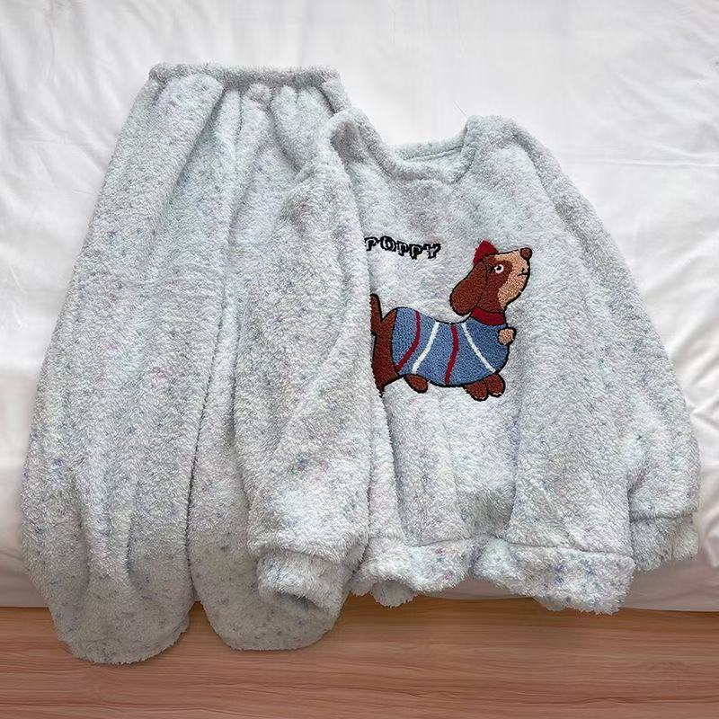 Girls Winter Pajama Set With Thick Coral Fleece For Cozy Home And Sleep Comfort Style A,M