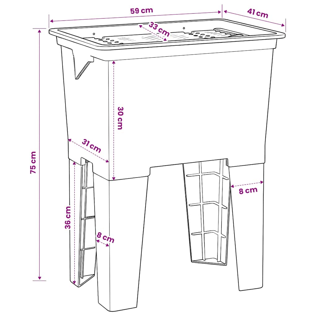 Laundry Tub White 59x41x75 Cm Resin