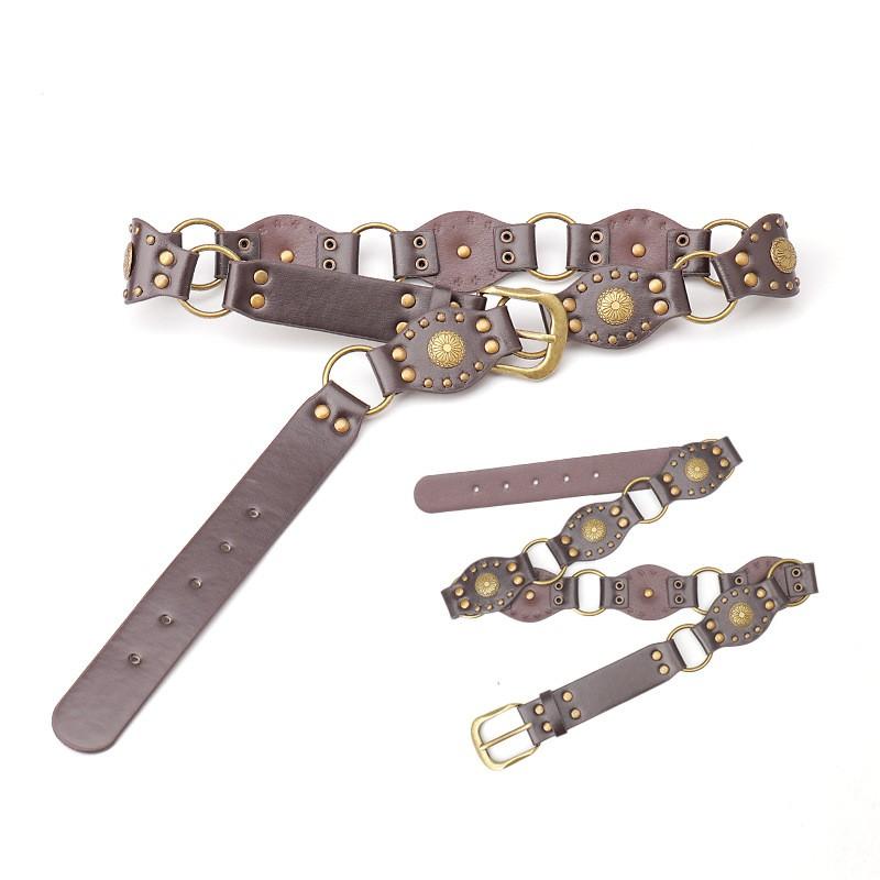 Wide Western Style Belt Women Alloy Buckle Vintage Punk Hip Hop Decorative Skirt Jeans Cargo Pants