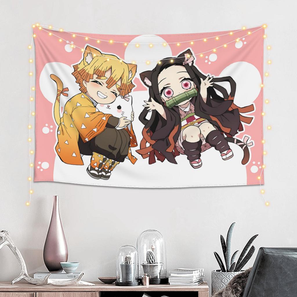 Halloween Demon Slayer Cutecore Tapestry Wall Hanging Blanket Tapestry Home Decor Items Wall Decorations