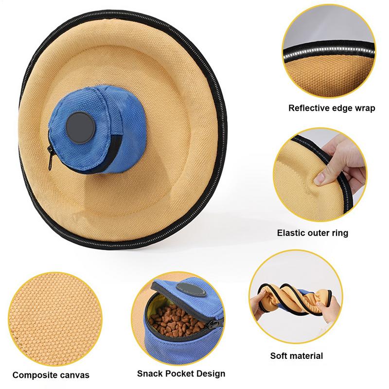 Dog Flying Disc Toy Soft Canvas Indestructible Flying Disc Training Pet Supplies Outdoor Games With Snack Bag For Outdoor Sports