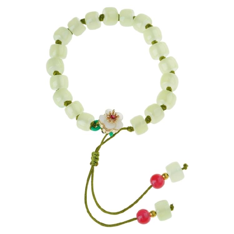 Elegant Round Jade Korean Bracelets White Color Peach Blossom Party Gifts Girls