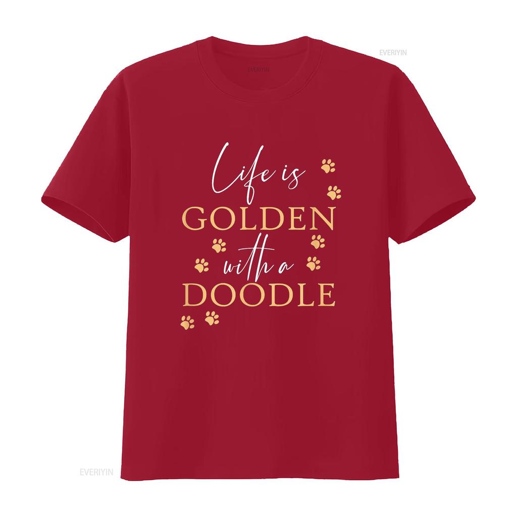 Life Is Golden With A Doodle Cute Goldendoodle Dog Lover T Shirt vintage Washed Comfortable Casual Stretched